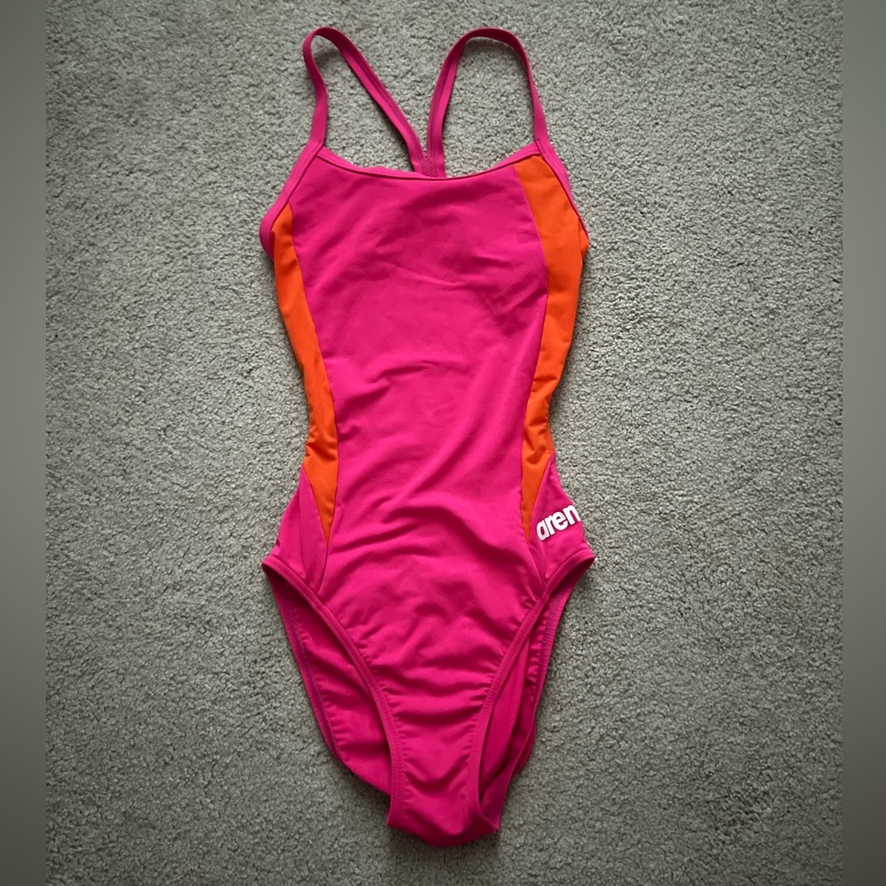 Hot pink and orange Arena Challenge Back suit